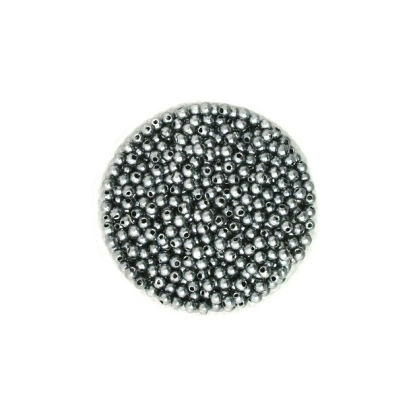 100 Petite perles ronde nacré acrylique gris 4 mm - Photo n°1
