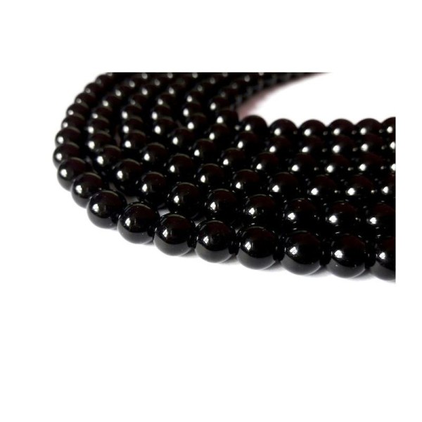 30 Perles noire nacrées en verre 6 mm - Photo n°1