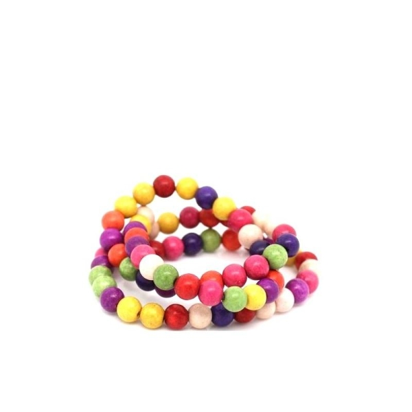 20 Perles howlite multicolore en pierre 6 mm - Photo n°1