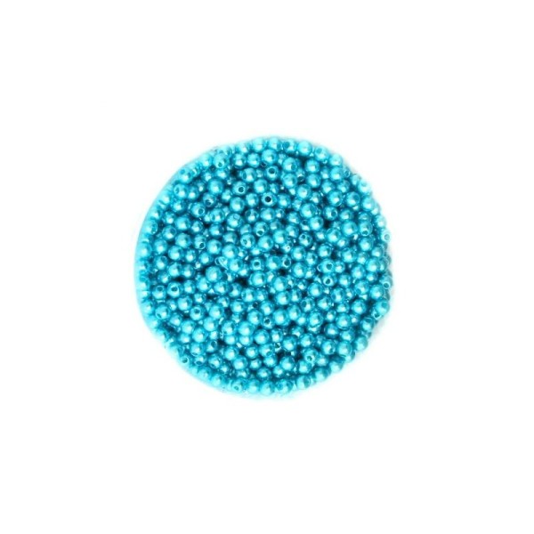 100 Petite perles ronde nacré acrylique bleu clair 4 mm - Photo n°1