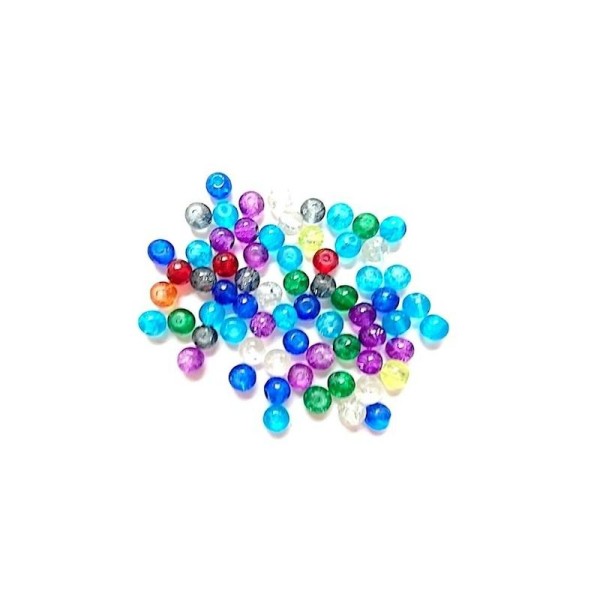 50 Perles craquelées en verre multicolores 6 mm - Photo n°1