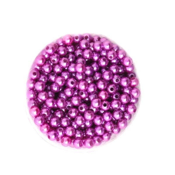 100 Perles ronde nacré acrylique violet 6 mm - Photo n°1