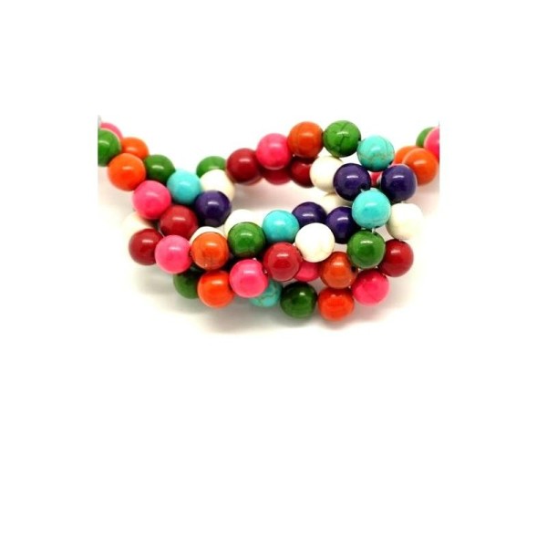10 Perles howlite multicolore en pierre 8 mm - Photo n°1