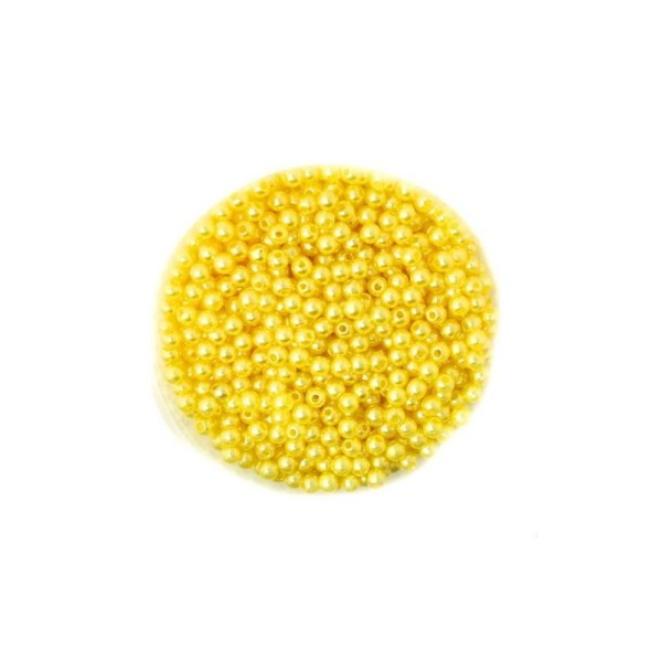Lot de 100 Petite perles ronde nacré acrylique jaune 4 mm - Photo n°1