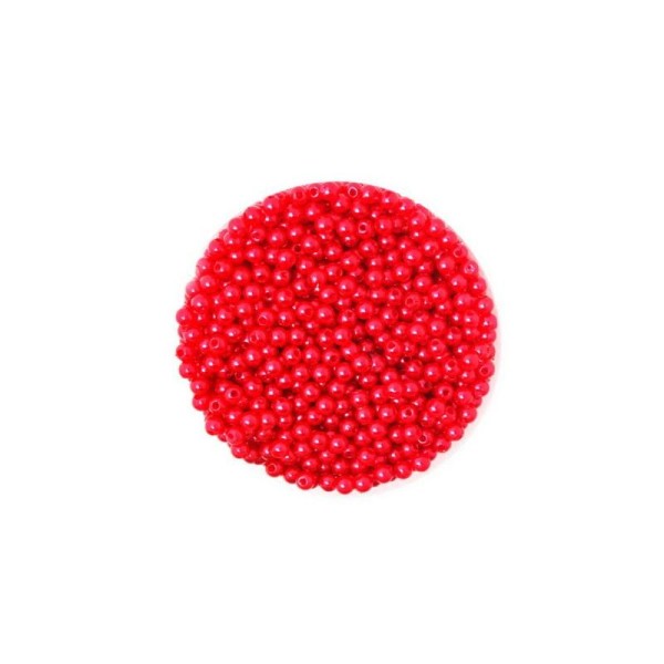 Lot de 100 Petite perles ronde nacré acrylique rouge 4 mm - Photo n°1