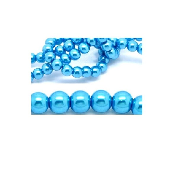20 Perles nacrées en verre bleu ciel 8 mm - Photo n°1