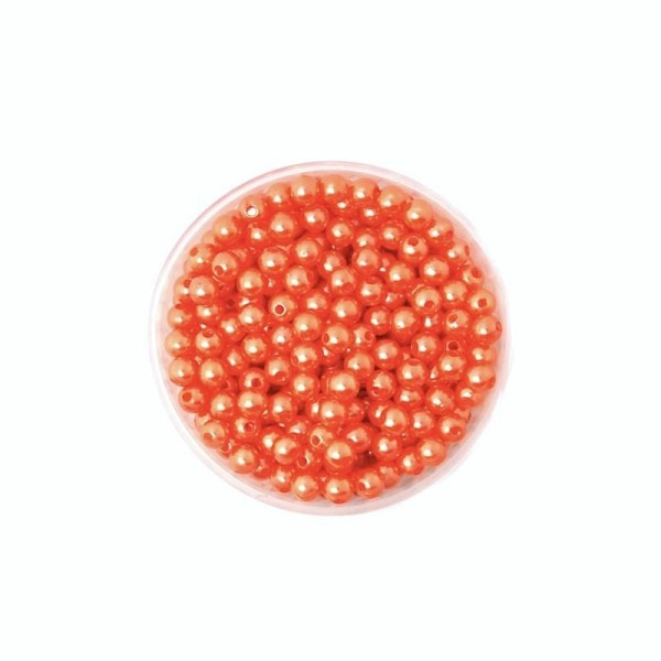 Lot de 100 Perles ronde nacré acrylique orange 6 mm - Photo n°1