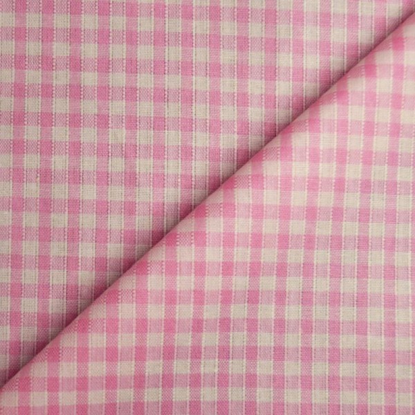 Tissu coton vichy rose & blanc 3mm - 100% coton (x20cm) - Photo n°1