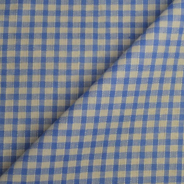 Tissu coton vichy bleu & blanc 3mm - 100% coton (x20cm) - Photo n°1