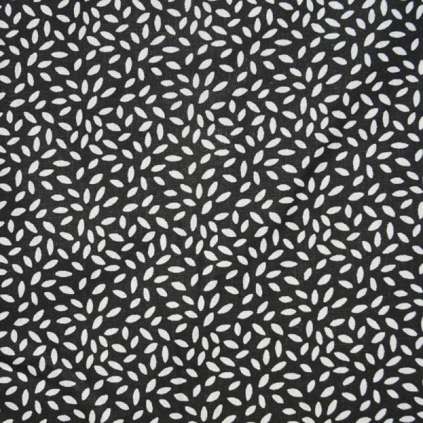 Tissu popeline coton imprimé pétales blanc &noir (x20cm) - Photo n°2