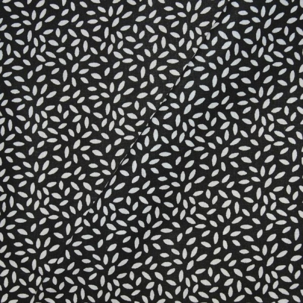 Tissu popeline coton imprimé pétales blanc &noir (x20cm) - Photo n°1
