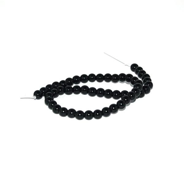 Perle naturelle Onyx noir 6 mm x10 - Photo n°1