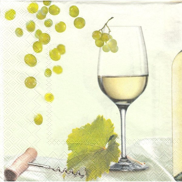 4 Serviettes en papier Vin Blanc Format Lunch Decoupage Decopatch LU561020 Sweet Pac - Photo n°1