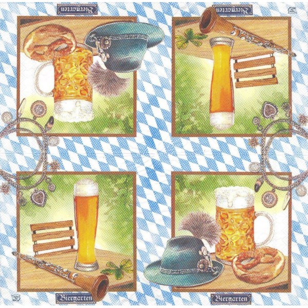 4 Serviettes en papier Bière Bretzel Format Lunch Decoupage Decopatch LU171249 Sweet Pac - Photo n°2