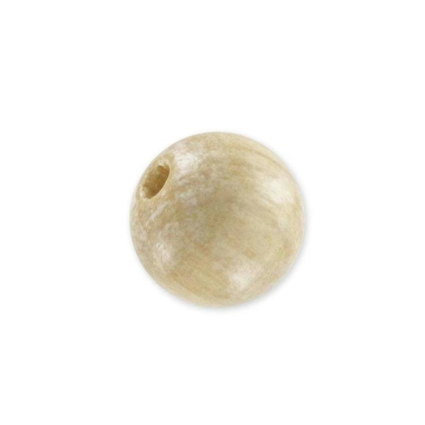 Perle en bois ronde 8 mm traité naturel x10 - Photo n°1