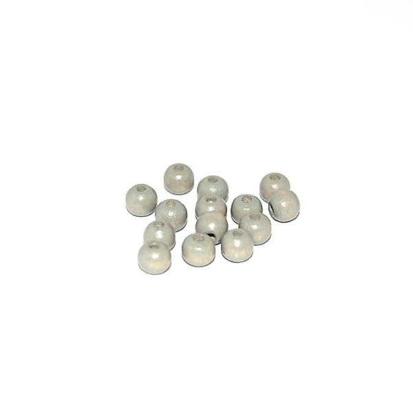 Perle en bois ronde 6 mm traité gris souris   x10 - Photo n°1