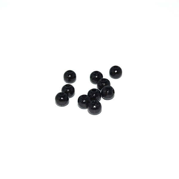 Perle en bois ronde 6 mm traité noir  x10 - Photo n°1
