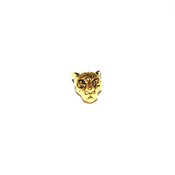 Perle tête de Léopard métal doré 10x7mm trou 1.7mm - Photo n°2