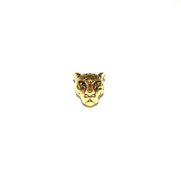 Perle tête de Léopard métal doré 10x7mm trou 1.7mm - Photo n°1