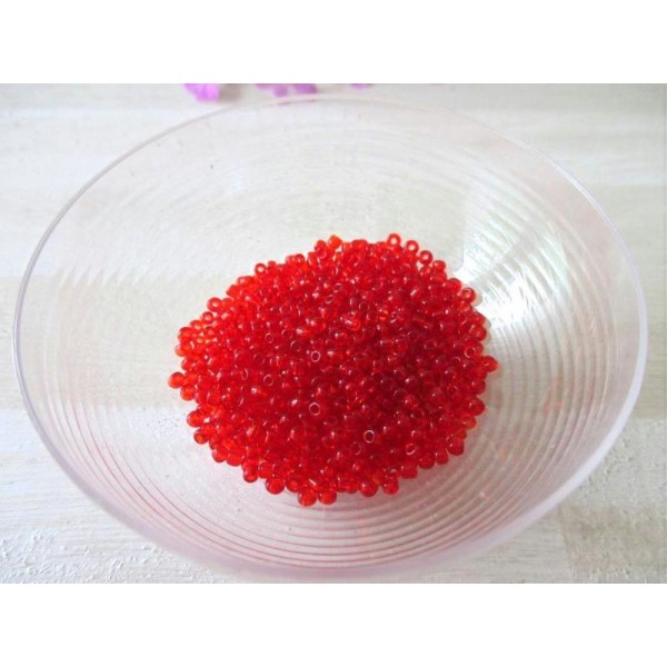 Lot de 25 gr de perle de rocaille rouge 2 mm - Photo n°1