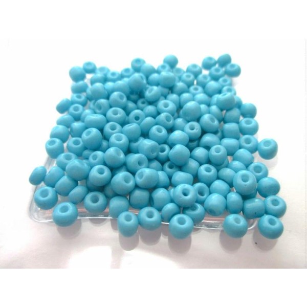 Lot de 18 gr de perle de rocaille bleu 4 mm - Photo n°1