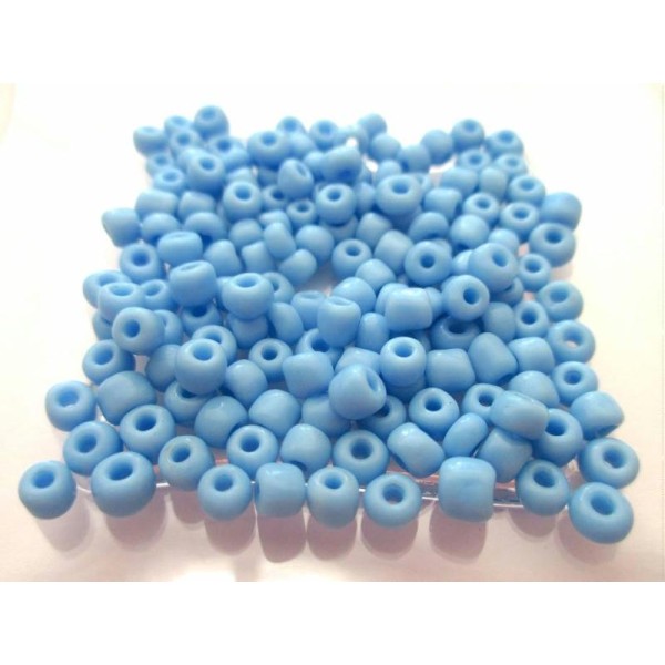 Lot de 24 gr de perle de rocaille bleu 4 mm - Photo n°1