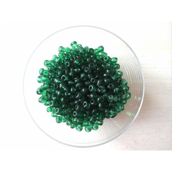 Lot de 40 gr de perle de rocaille vert 4 mm - Photo n°1