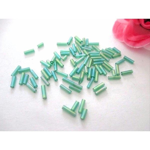 Lot de 40 gr de perle de rocaille vert 6x1.8 mm - Photo n°1