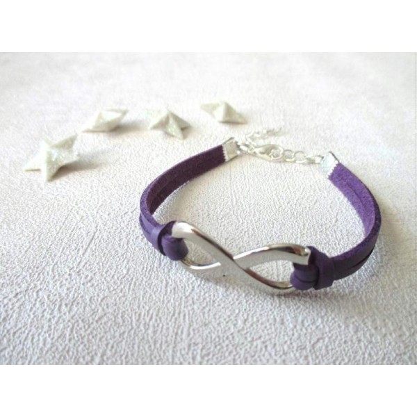 Kit bracelet suédine violet cuir lien infini - Photo n°1
