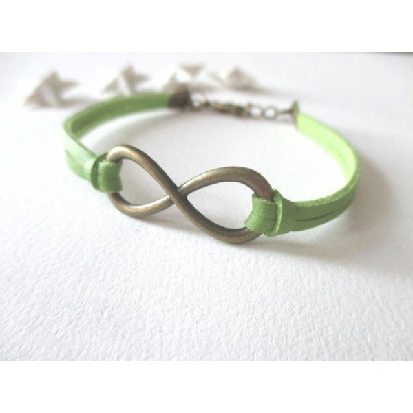 Kit bracelet suédine vert cuir lien infini - Photo n°1