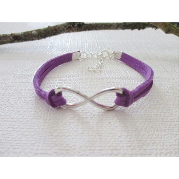Kit bracelet suédine violette lien infini - Photo n°1