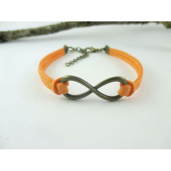 Kit bracelet suédine orange et bronze - Photo n°1