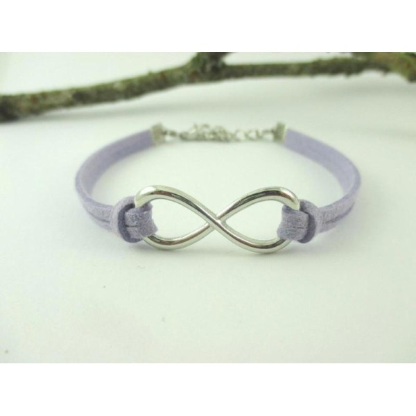 Kit bracelet suédine lilas et lien infini - Photo n°1