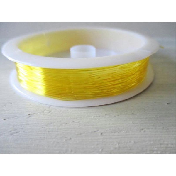 Bobine de fil fibre élastique couleur jaune 0.6 mm - Photo n°1