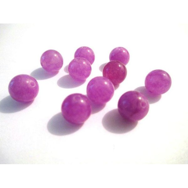 10 Perles Jade Naturelle Violet 8Mm (38) - Photo n°1