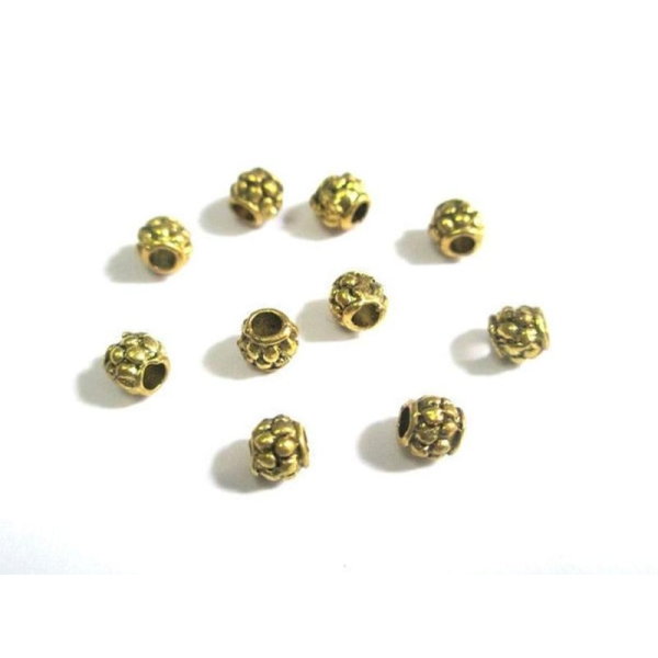 10 Perles Métal Intercalaires Couleur Doré Vieilli 4Mm - Photo n°1