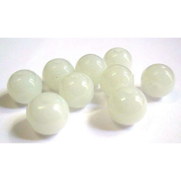 10 Perles Blanc Imitation Jade En Verre 10Mm - Photo n°1