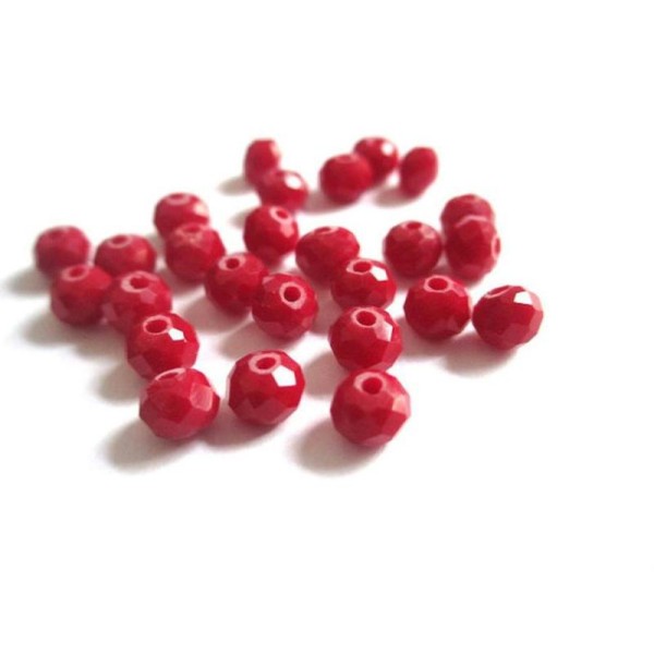 10 Perles Cristal Rondelle  À Facettes Rouge 6X5Mm - Photo n°1