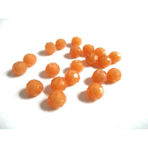 10 Perles Cristal Rondelle  À Facettes Orange 6X5Mm - Photo n°1
