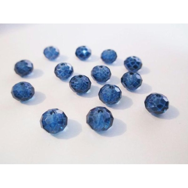10 Perles À Facettes Bleu En Verre 8Mm - Photo n°1