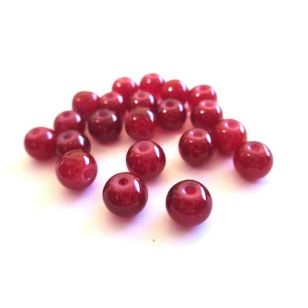 20 Perles En Verre Rouges 6Mm - Photo n°1