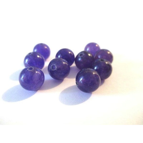 10 Perles Jade Naturelle Violet 8Mm (17) -5 - Photo n°1