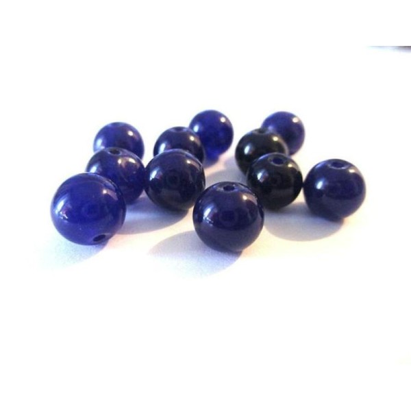 10 Perles Jade Naturelle Violet Foncé 3  8Mm (11) - Photo n°1