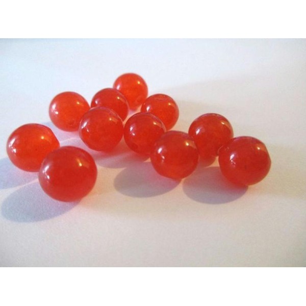 10 Perles Jade Naturelle Orange 8Mm (14) - Photo n°1