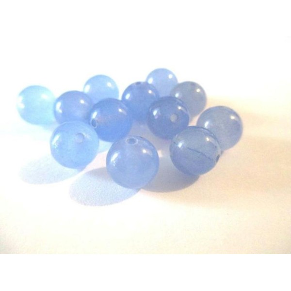 10 Perles Jade Naturelle Bleu 1   8Mm (15) - Photo n°1