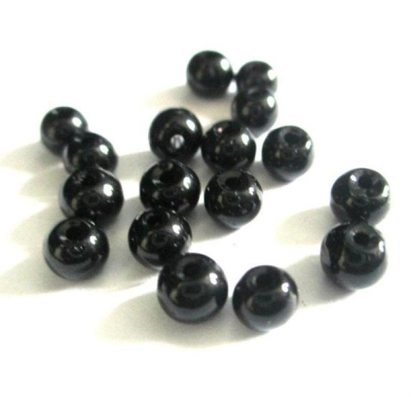 100 Perles Noire En Verre 4Mm - Photo n°1