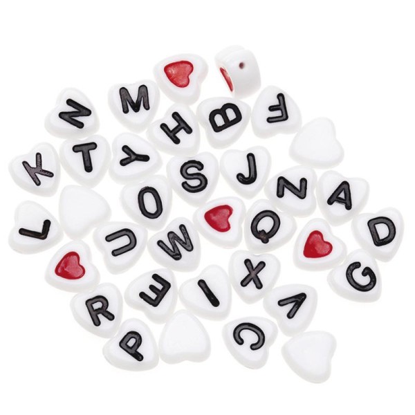 Perles Alphabet Coeurs 7 mm x 250 - Photo n°1