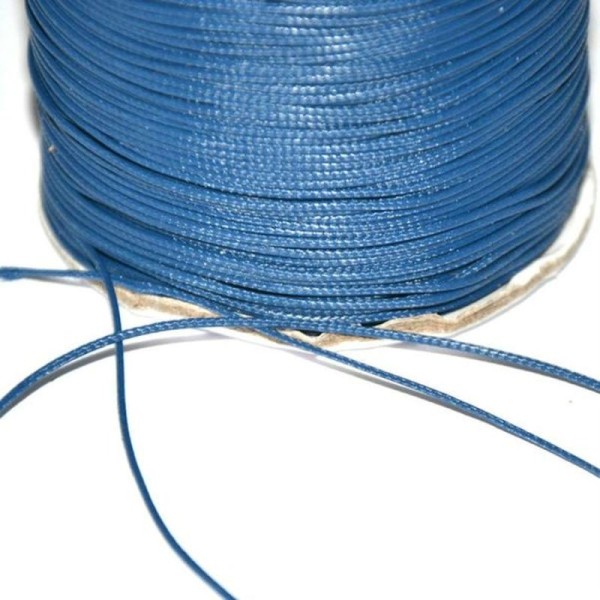 10M Fil Cordon Polyester Bleu Foncé Ciré 0.5Mm - Photo n°1
