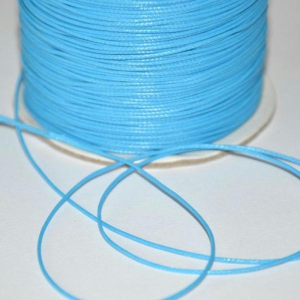 10M Fil Cordon Polyester Bleu Ciré 0.5Mm - Photo n°1