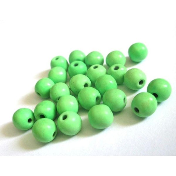 30 Perles Vert Pomme Turquoise De Synthèse Howlite 6Mm - Photo n°1